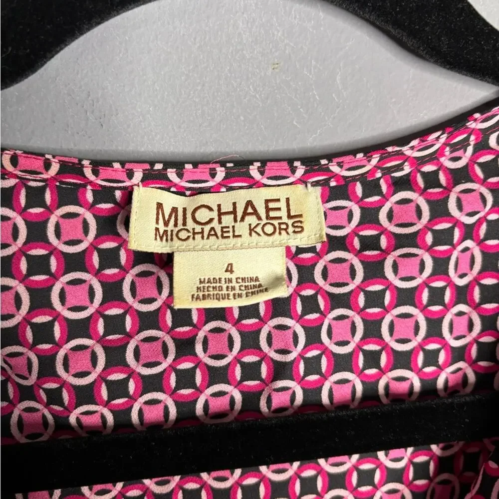 Michael Kors Pink Black Silk Draped Blouse 4